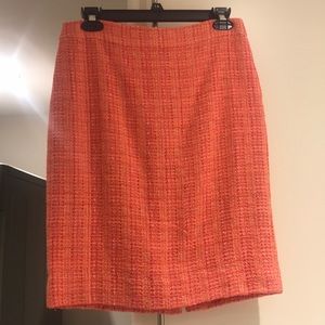 J. Crew women’s tweed skirt in coral neon